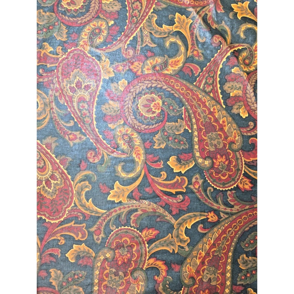 Vintage 1980s Croscill Polished‎ Cotton Chintz Paisley 72" Round Tablecloth